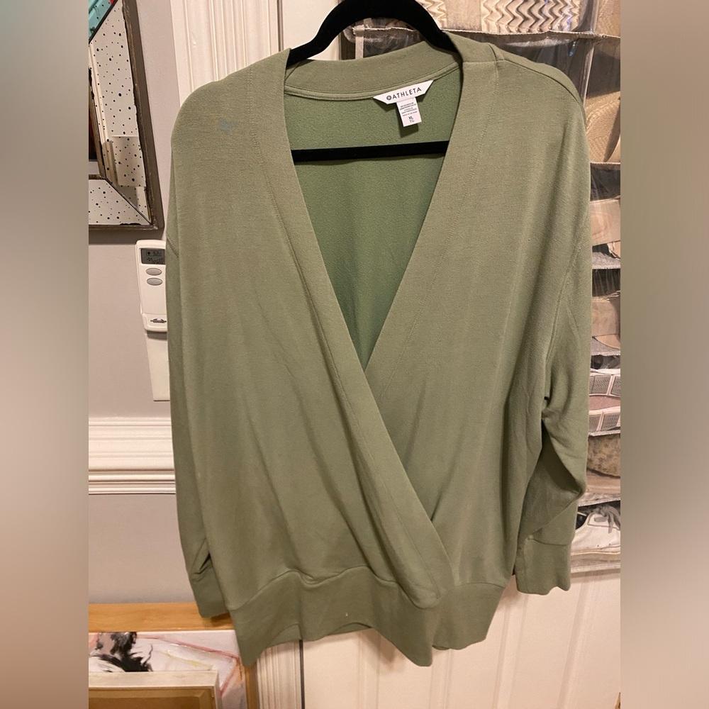 Athleta green wrap sweater top